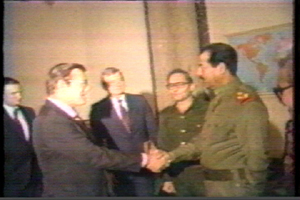 Rumsfeld meets Saddam Hussein